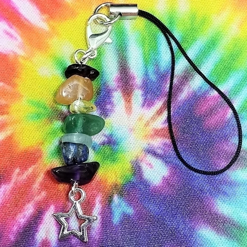 SMALL Handmade Chakra Star Phone Charm